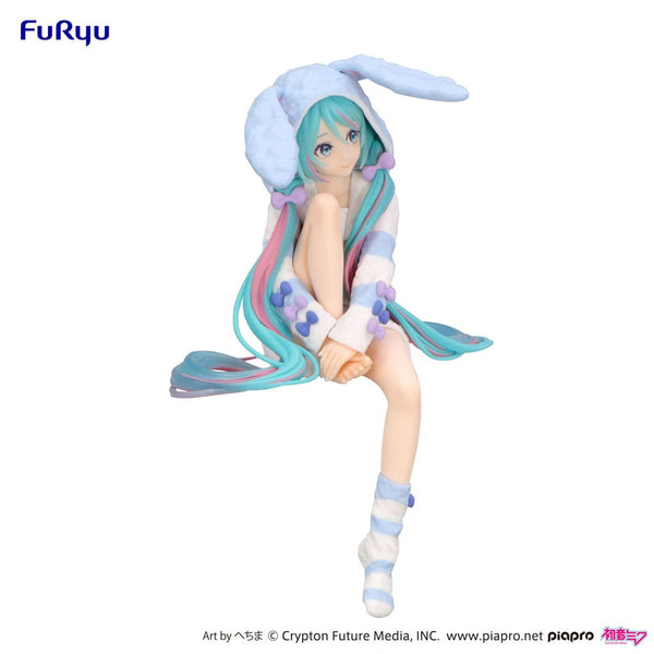 Vocaloid - Hatsune Miku: Rabbit Ear Hood Pajama Blue Color Ver. - Noodle Stopper PVC Statue (14 cm)
