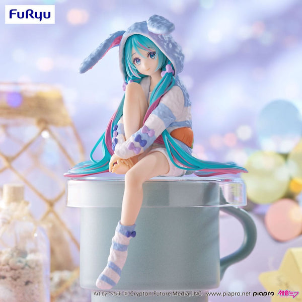 Vocaloid - Hatsune Miku: Rabbit Ear Hood Pajama Blue Color Ver. - Noodle Stopper PVC Statue (14 cm)