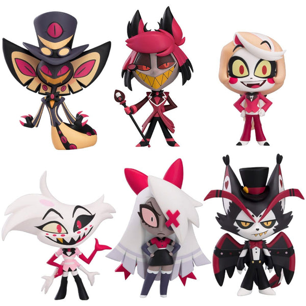 Hazbin Hotel - Alastor, Charlie Morningstar, Vaggie, Angel Dust, Husk & Sir Pentious - PVC Figurer Blind Box Assortment 6-Pack (8 cm)
