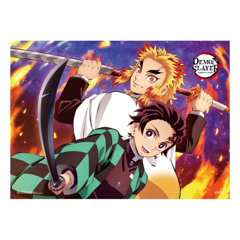 Demon Slayer: Kimetsu no Yaiba - Tanjiro & Kyojuro Rengoku - Stofplakat (84 x 118 cm)