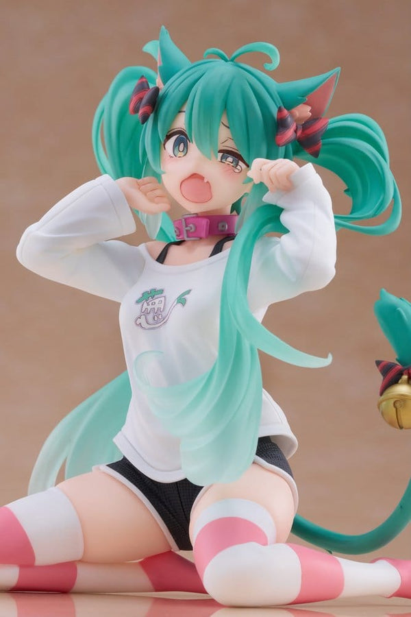 Hatsune Miku - Hatsune Miku: Cat Ear T-Shirt Ver. - Desktop Cute PVC Statue (13 cm)