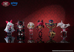 Hazbin Hotel - Alastor, Charlie Morningstar, Vaggie, Angel Dust, Husk & Sir Pentious - PVC Figurer Blind Box Assortment 6-Pack (8 cm)