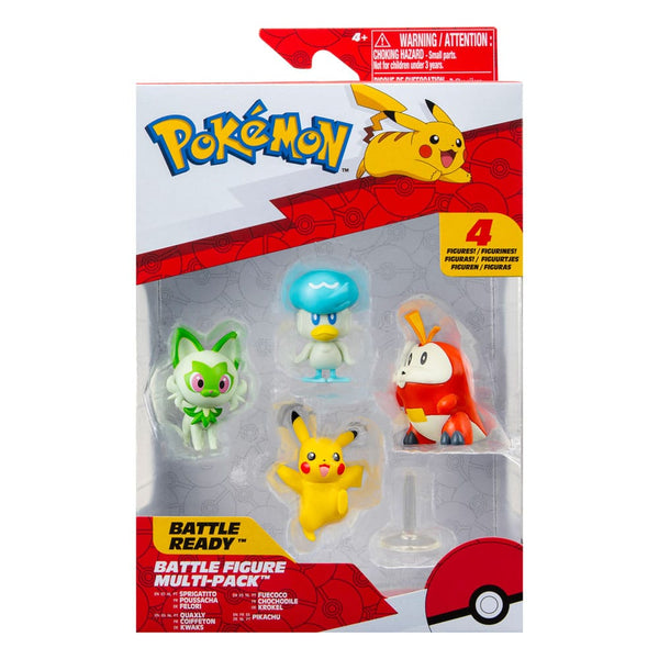 Pokemon - Pikachu, Sprigatito, Quaxly & Fuecoco: Pokémon Battle - PVC Figurer