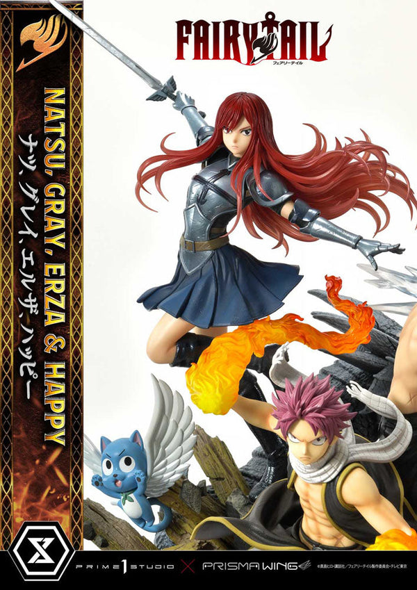 Fairy Tail -  Natsu, Gray, Erza,og Happy: Deluxe bonus ver. - 1/6 PVC figur