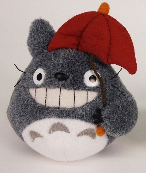 Min Nabo Totoro - Totoro 15 cm grå med rød paraply - Bamse (Forudbestilling)